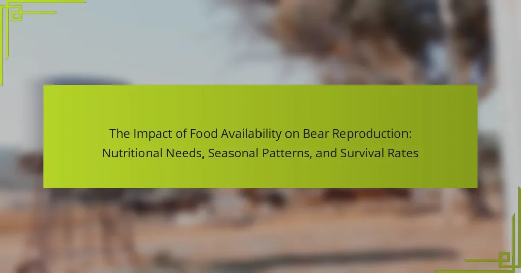 The Impact of Food Availability on Bear Reproduction: Nutritional Needs, Seasonal Patterns, and Survival Rates