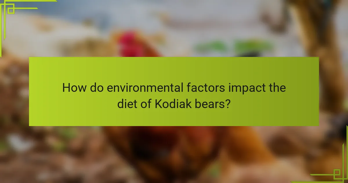 How do environmental factors impact the diet of Kodiak bears?