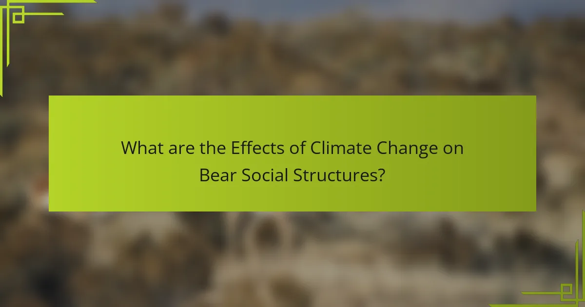 What are the Effects of Climate Change on Bear Social Structures?